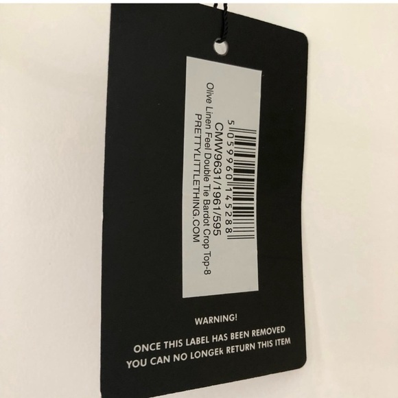 Pretty LittleThings Double Tie Bardot Crop Top Bralette Olive Sexy SZ 4 NWT - Picture 2 of 5